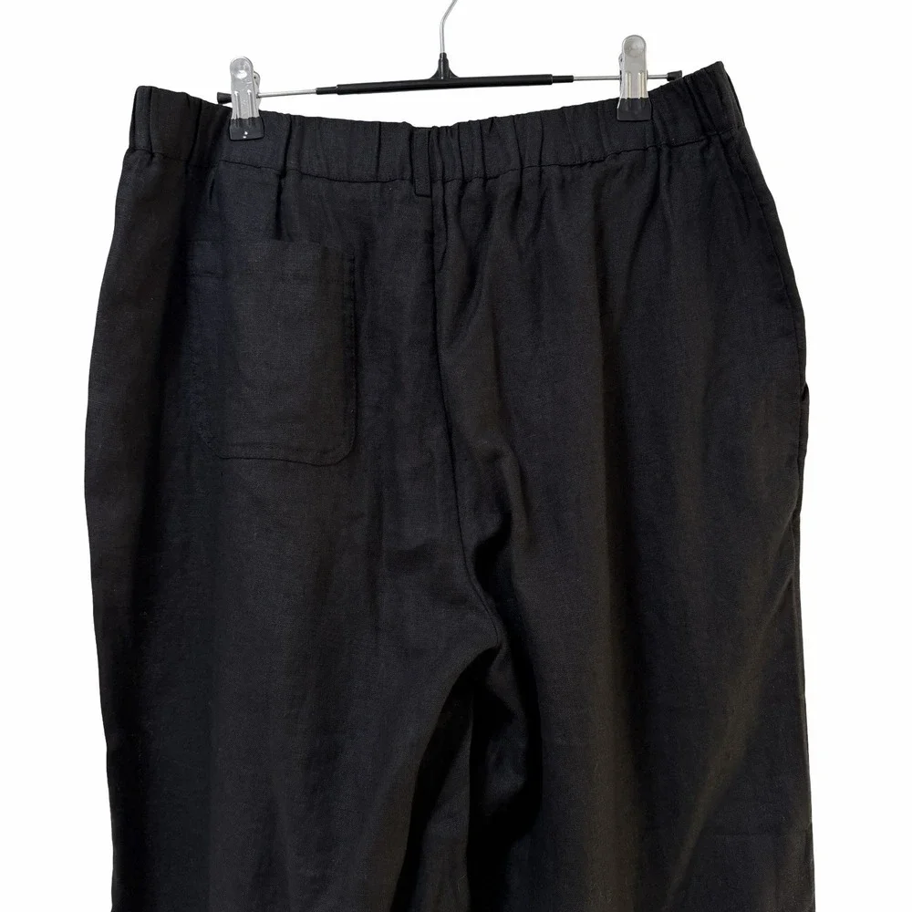 Quince Womens 100% European Linen Pants Size‎ L Black Coastal Resort Vacay NWT